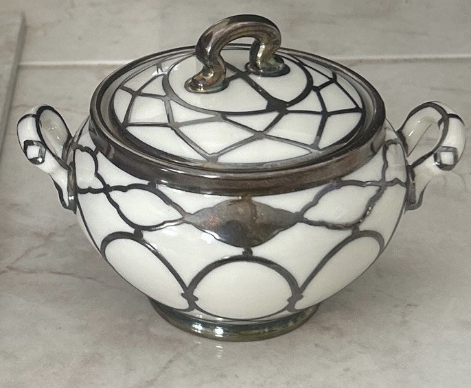LENOX Early 1900’s Silver Overlay Sugar Bowl 3” High, 5” L