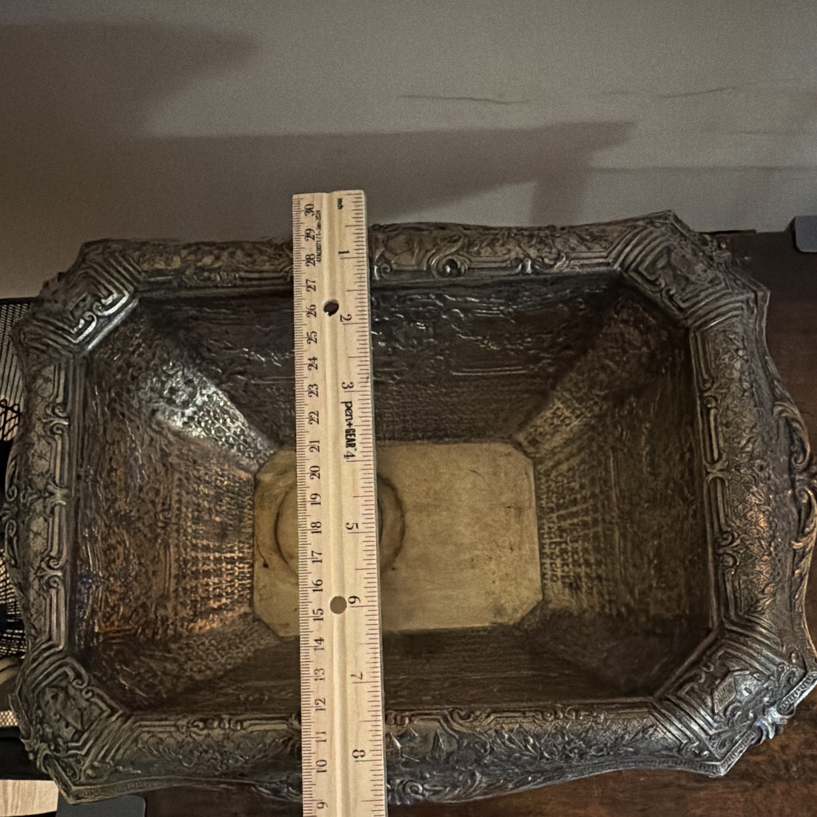 EPNS Silverplate Rococo Floral Rectangular Footed Pedestal Bowl Centerpiece