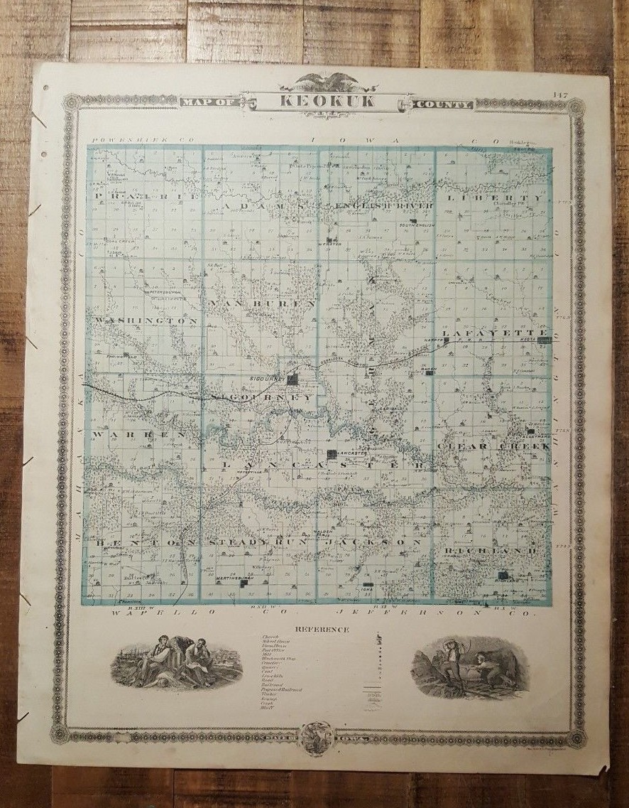 ANTIQUE MAP – PLAN OF DEWITT/TIPTON/WEST BRANCH IOWA – Andreas Atlas Co. 1875