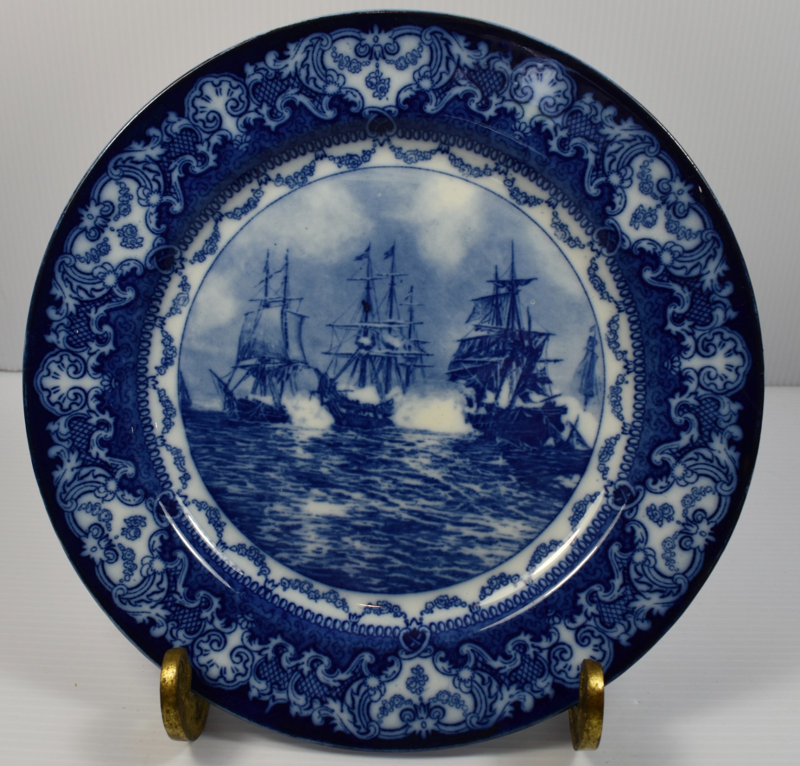 Royal Doulton Flow Blue Commodore Macdonough’s Victory Battle Plattsburg Plate
