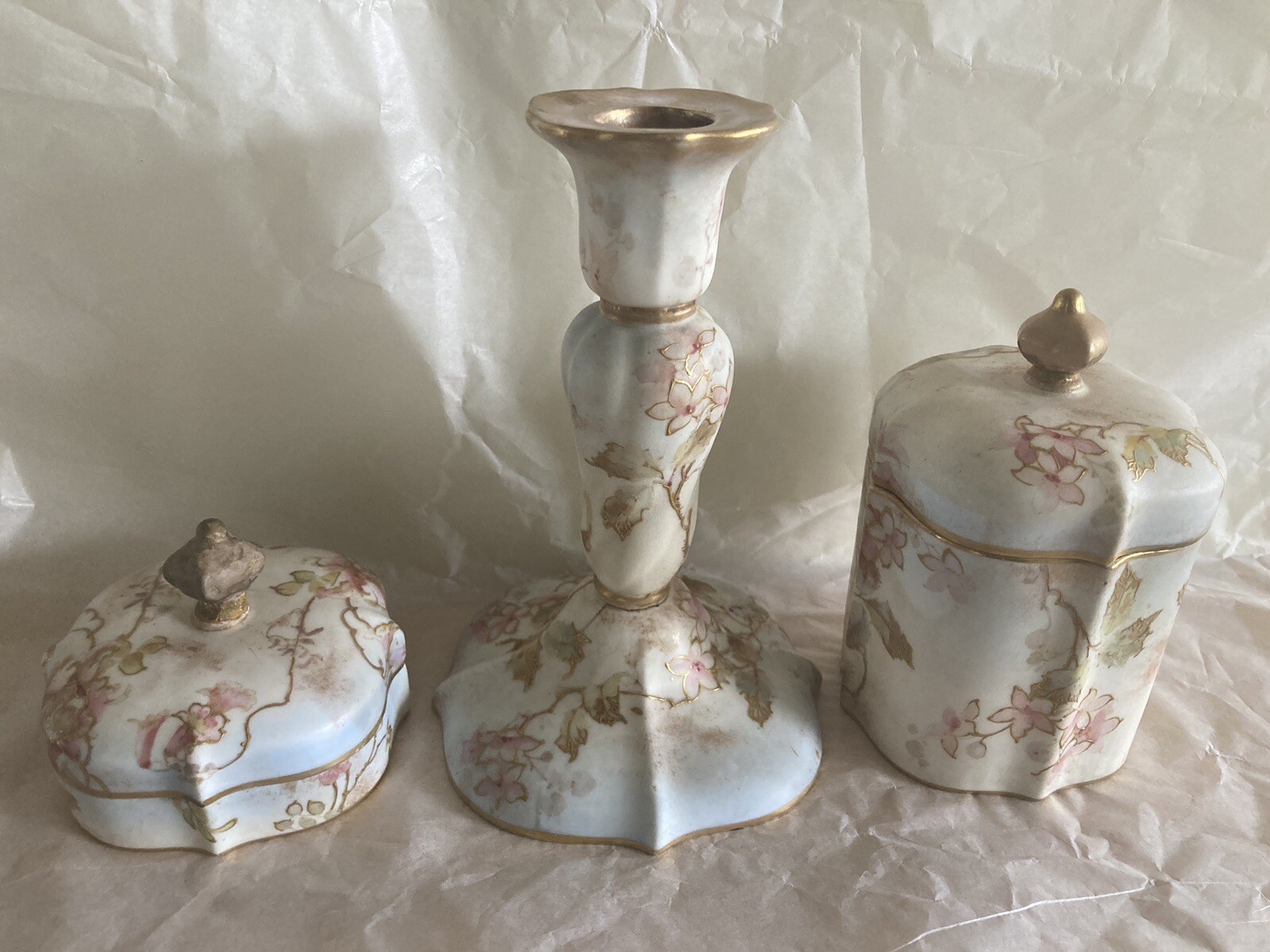 Rare Very Old Antique Doulton Burslem Spanish Ware pattern 3 Piece Set