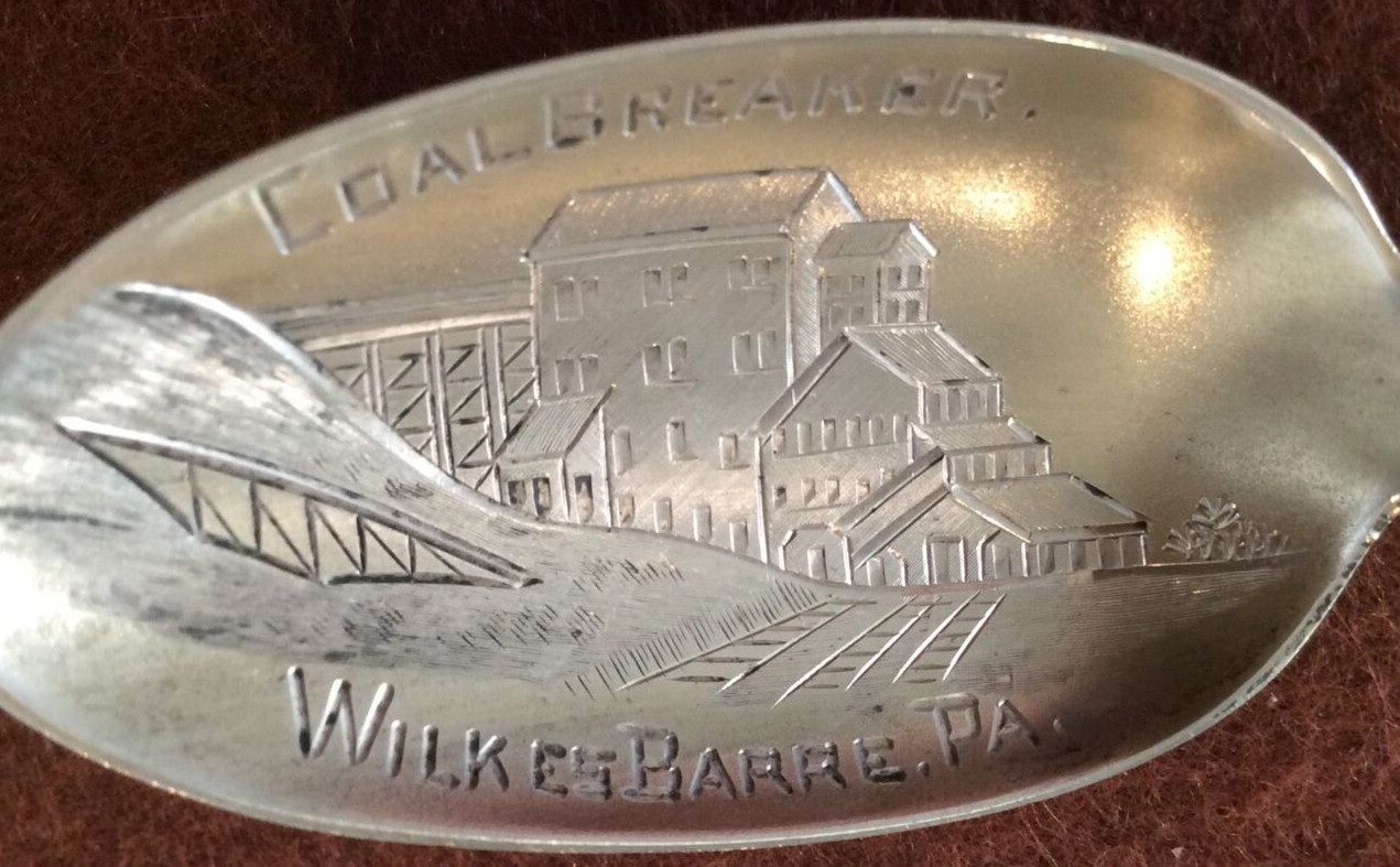 Coal Breaker Mine Wilkes Barre Pennsylvania 5.9″ Sterling Souvenir Spoon 22.5g
