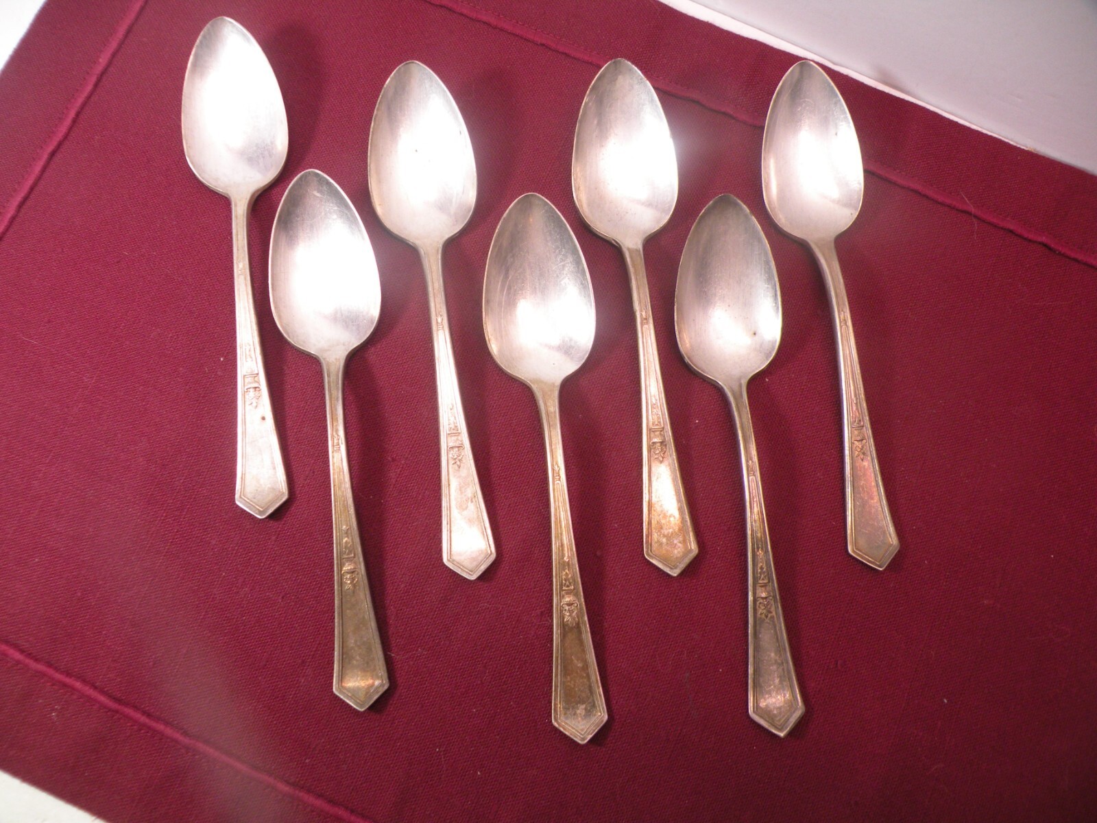 Set Of 7 Wm. Rogers International LA Touraine Silverplate Teaspoons 6″