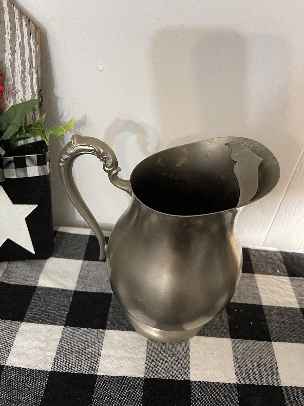 Vintage Pewter Pitcher 8.5×5 Armetale Style Creamer Jug Rustic Farm Roger’s