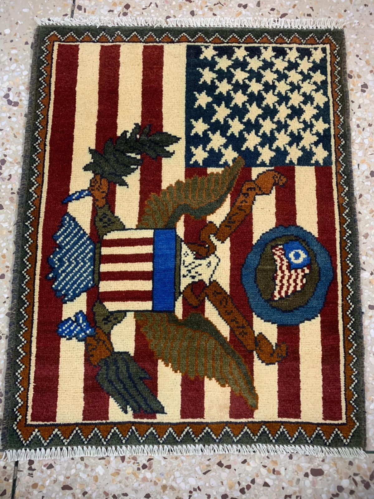 Opium Rug Afghan Handmade Vintage War terror Rug 9/11 world trad center AK47