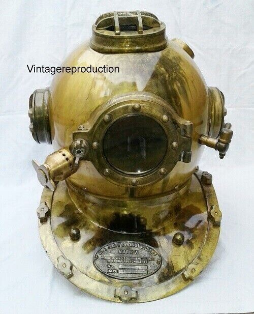 Diving Divers Helmet US Navy Mark V Deep Marine Antique Scuba Boston 18″ Helmet