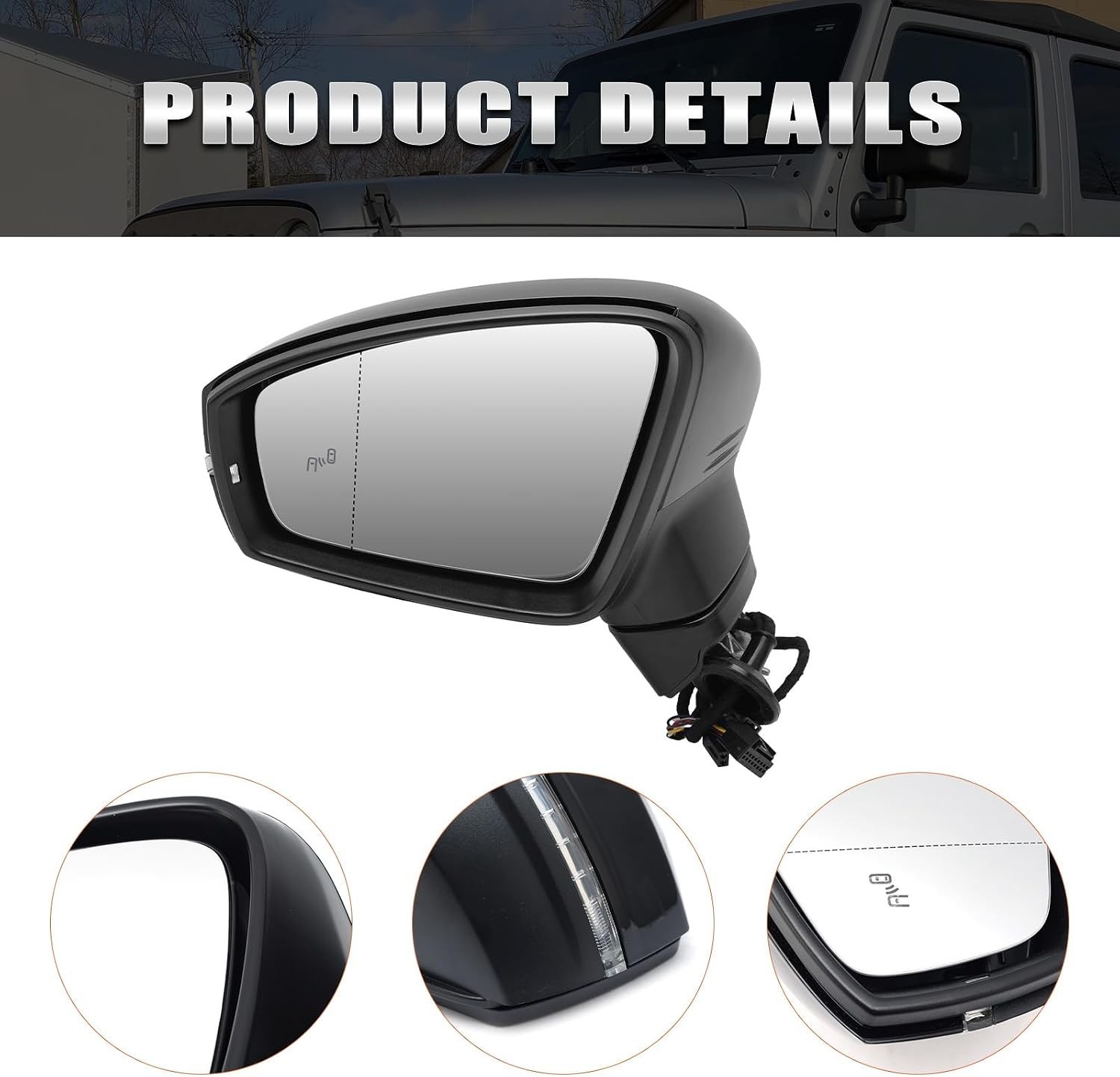 Left Driver Electric Side Mirror Compatible with Volkswagen Tiguan 2018 2019 202