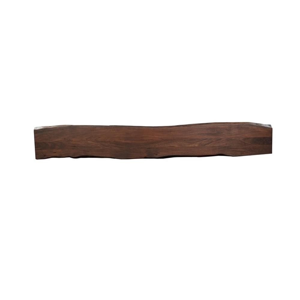 Pemberly Row Live Edge Solid Wood Rectangular Dining Bench in Brown