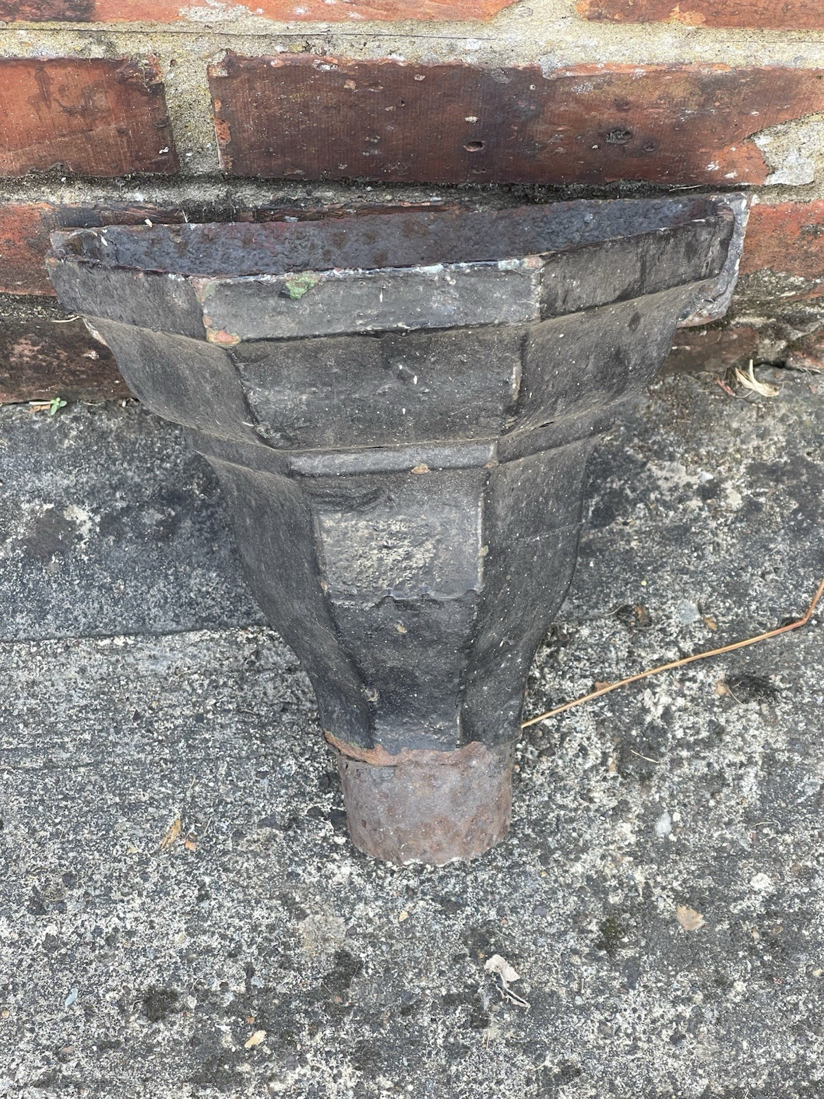 Vintage Cast Iron Rain Drain Hopper – Antique Victorian – Planter. Black