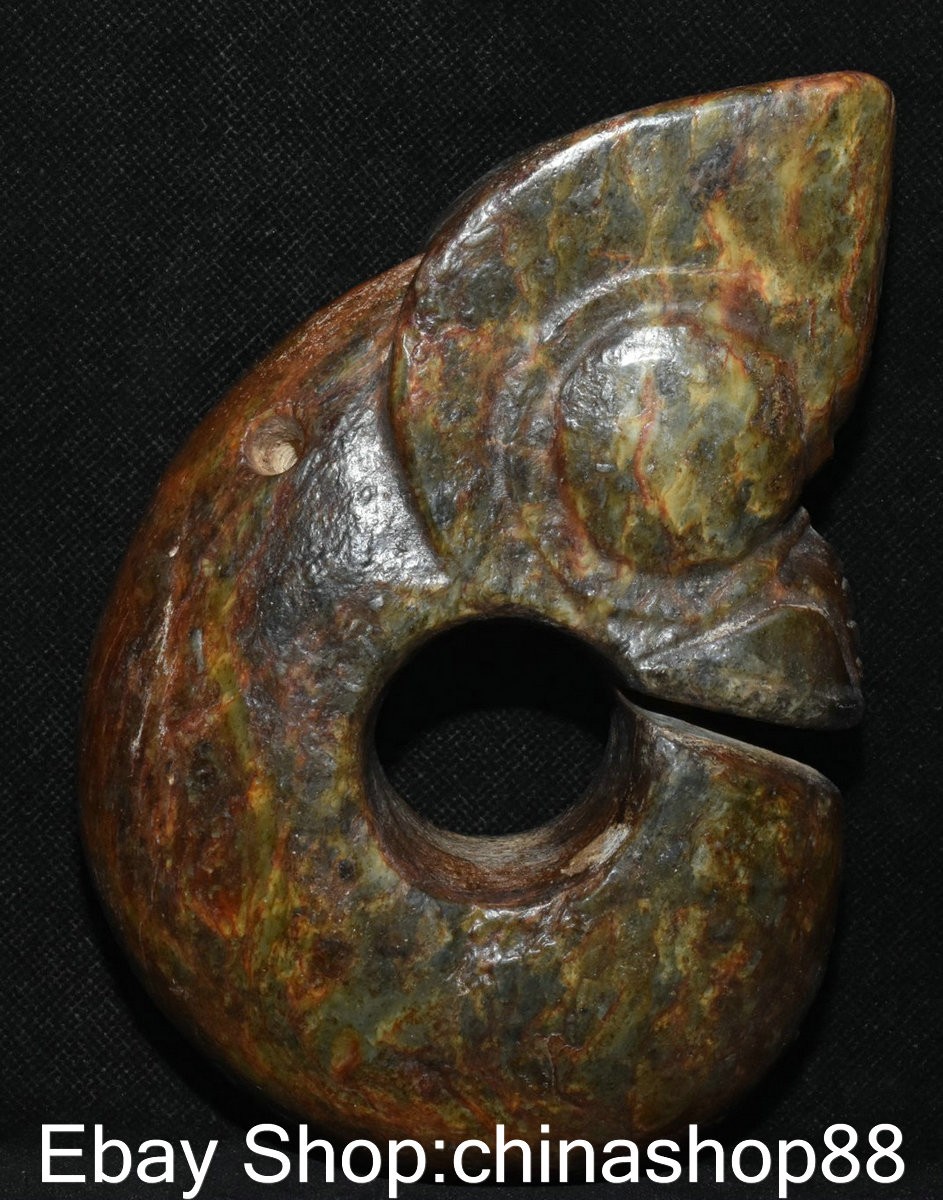 6.4″ Old China Hongshan Culture Jade Carving Dynasty Pig Dragon Pendant