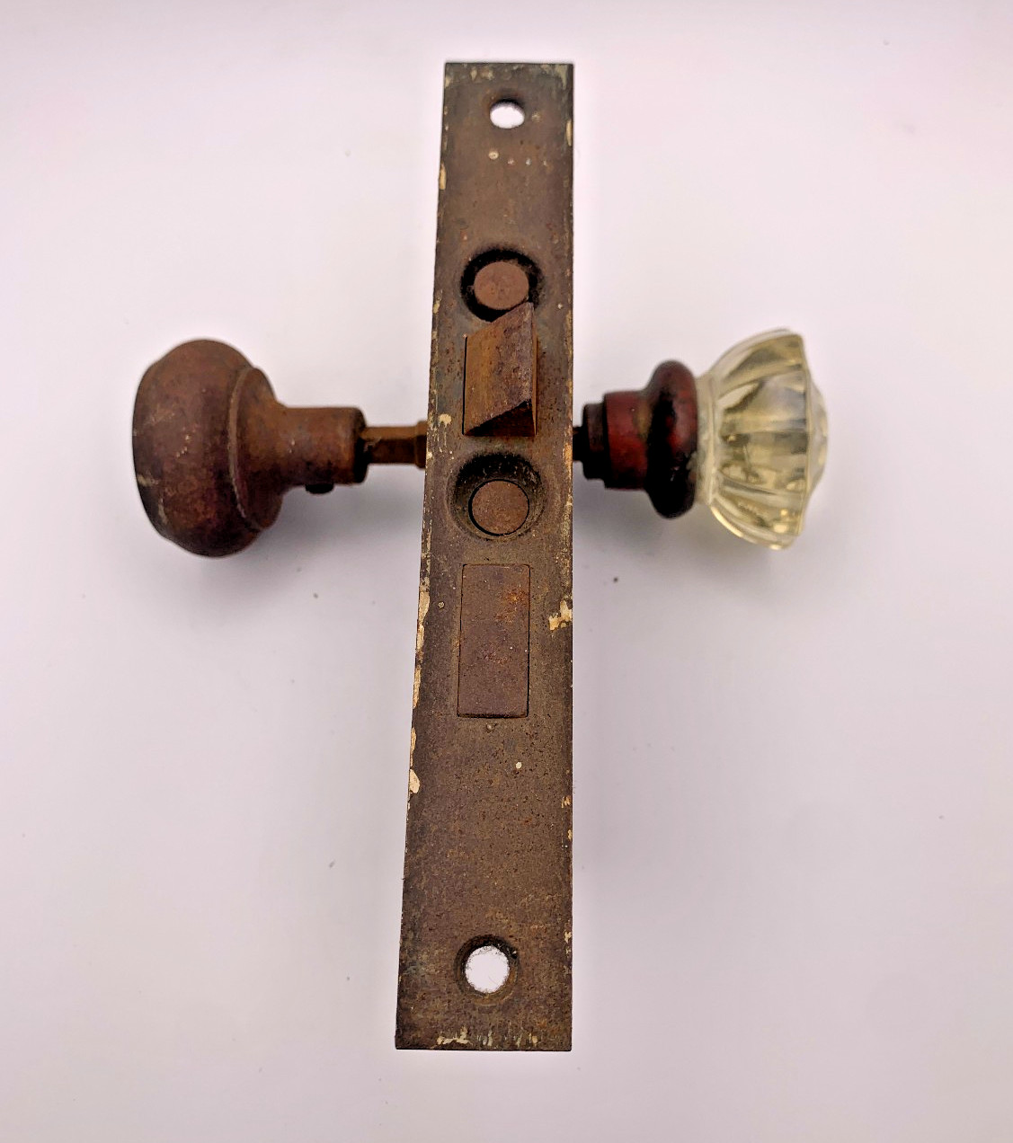 Antique Corbin Mortise Lock Assembly with Crystal Knob Early 20th Century