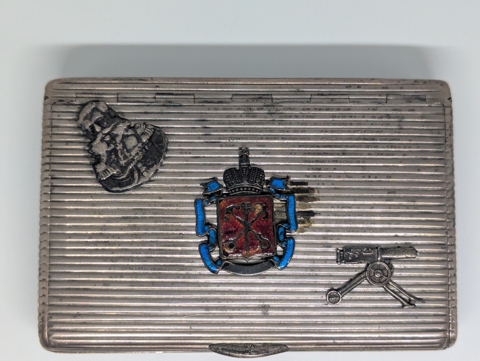 Imperial Russian 84 Silver Cigarette Case St Petersburg Machine Gun Hallmark