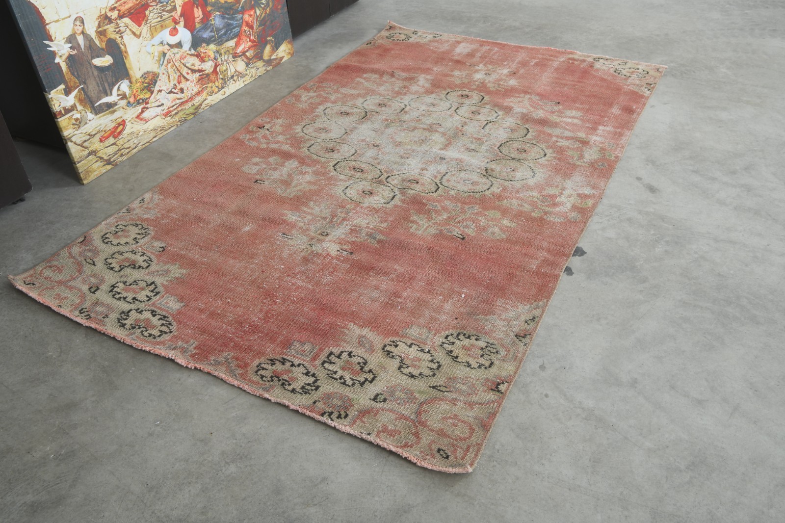 5×8 Turkish Rug Hand-Knotted Vintage Oushak Rugs Boho Decor Wool Carpet,750