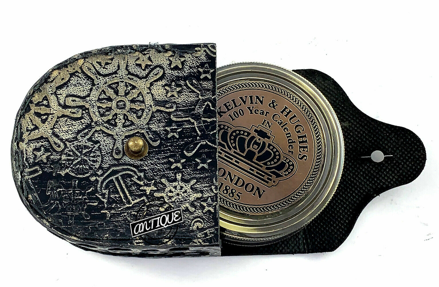 Nautical Brass Compass with Leather Case Vintage Pirate Kid Gift Son Sailor Gift