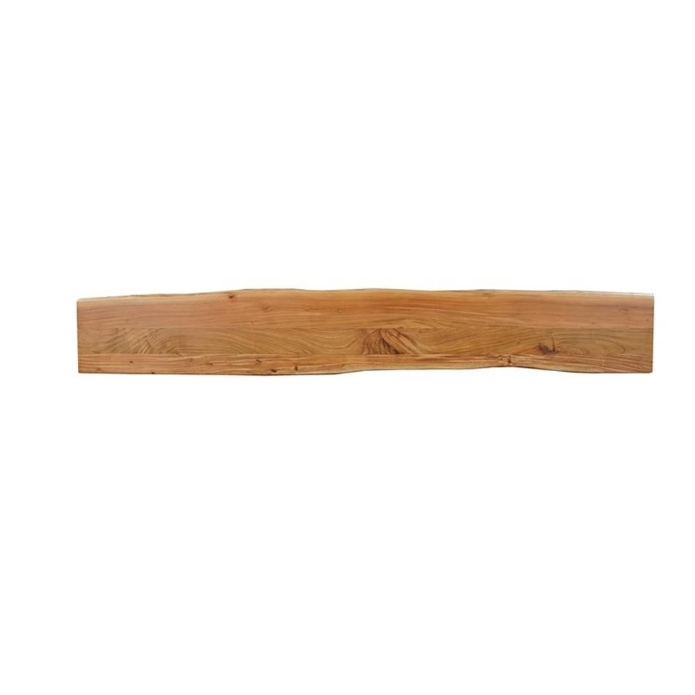 Pemberly Row Live Edge Solid Wood Rectangular Dining Bench in Brown