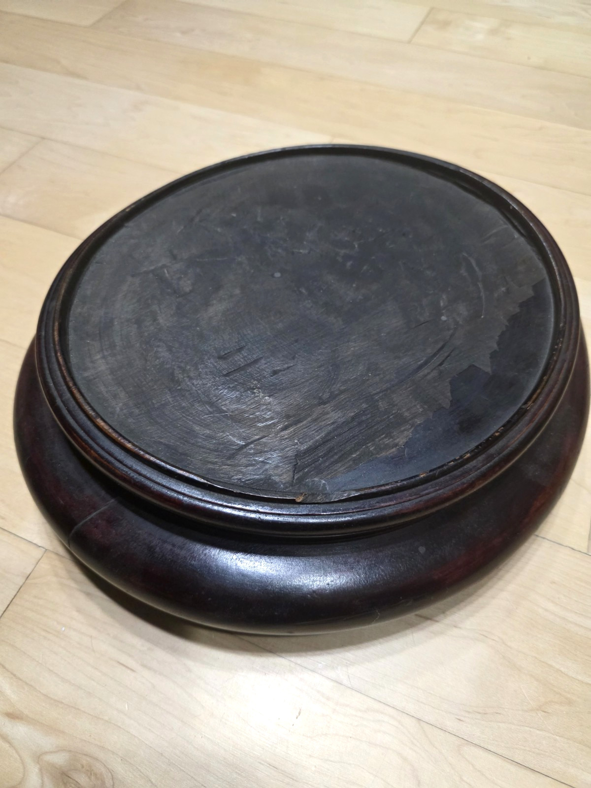 Antique Chinese 19th C. Hongmu Wood Wave Carved Display Stand Base