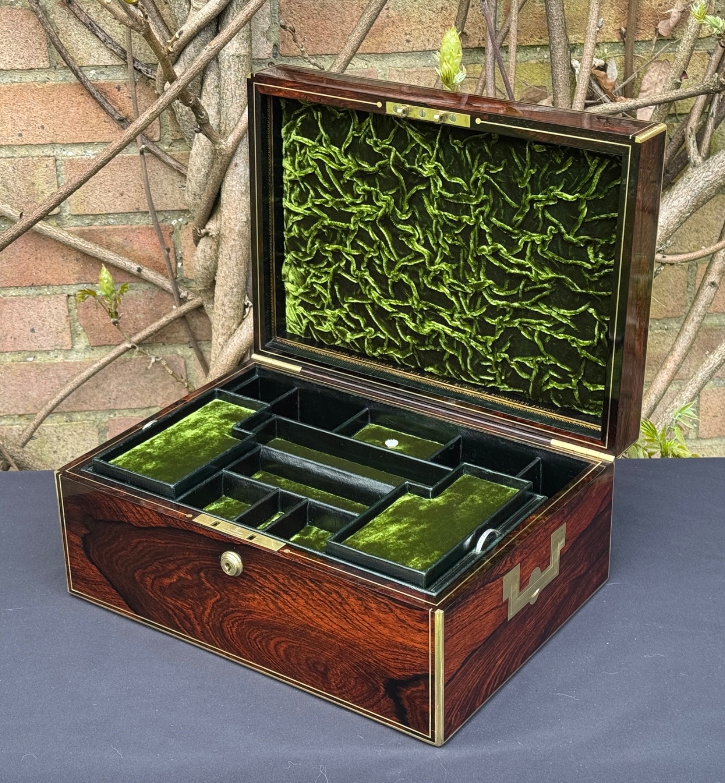 Antique 1831 Wooden Jewellery Box w/ Bramah Lock, by Edwards