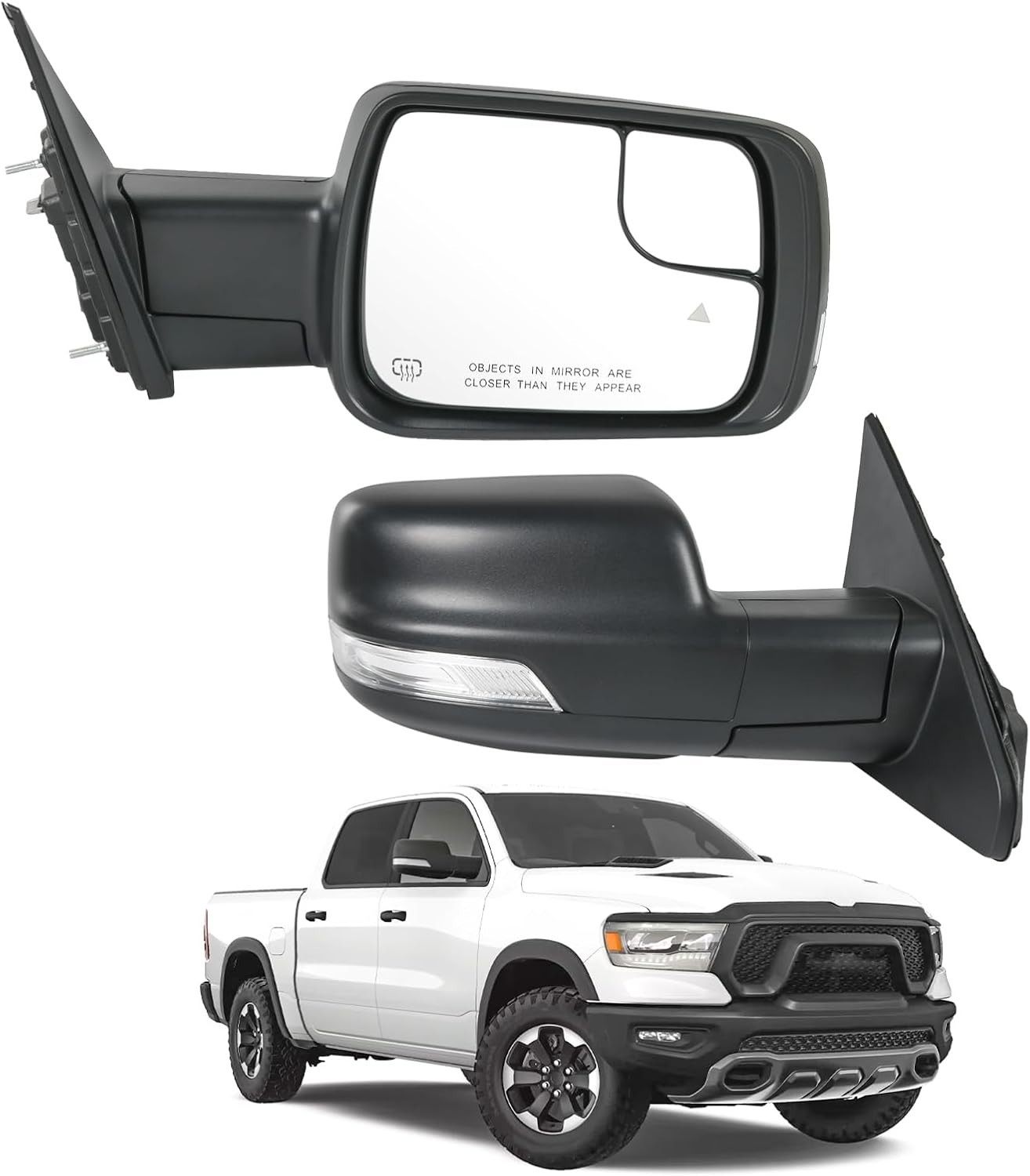 Right Passenger Side Door Mirror Compatible with 2019-2025 Ram 1500 with Power F