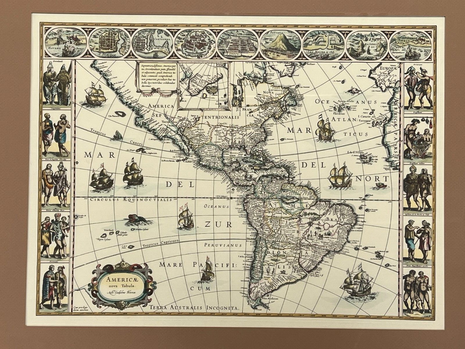 Rare Americae Nova Tabula Map by Willem J. Blaeu (1596–1673)