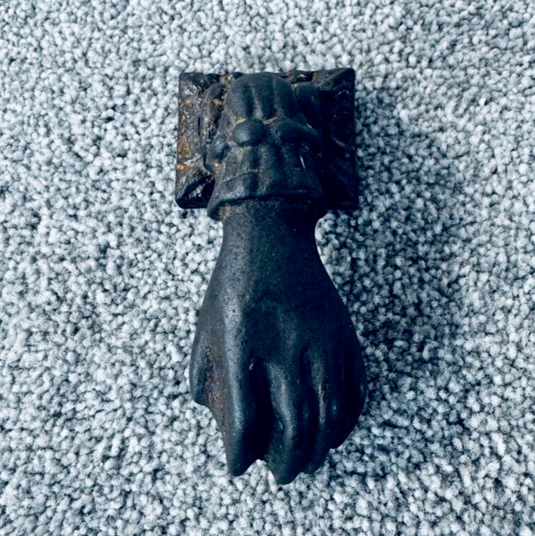 Antique Victorian Hand Of Fatima Rustic Cast Iron Figural Door Knocker