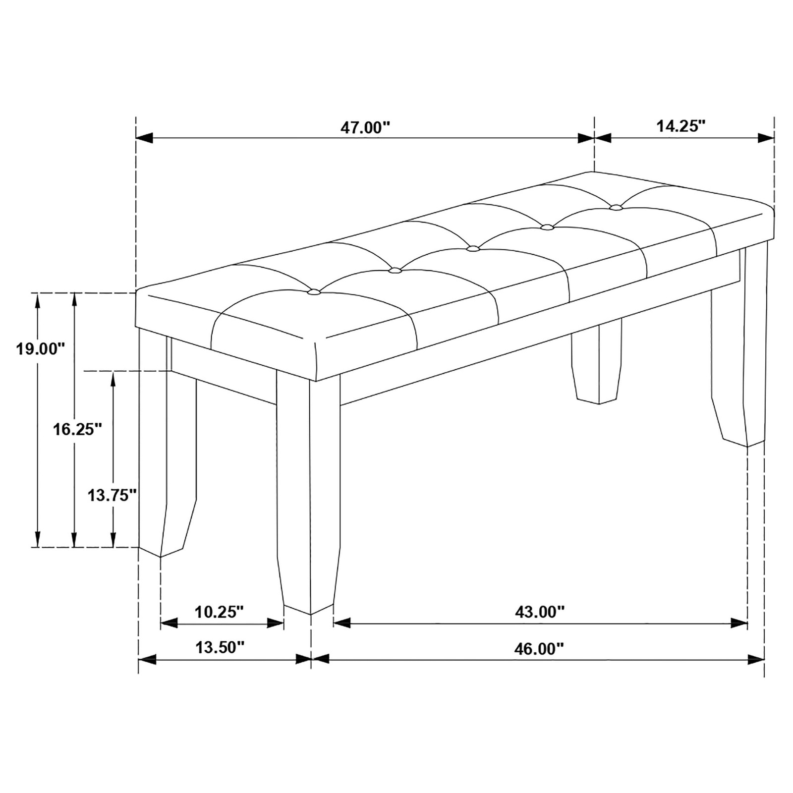 Bowery Hill Tufted Dining Bench in Cappuccino