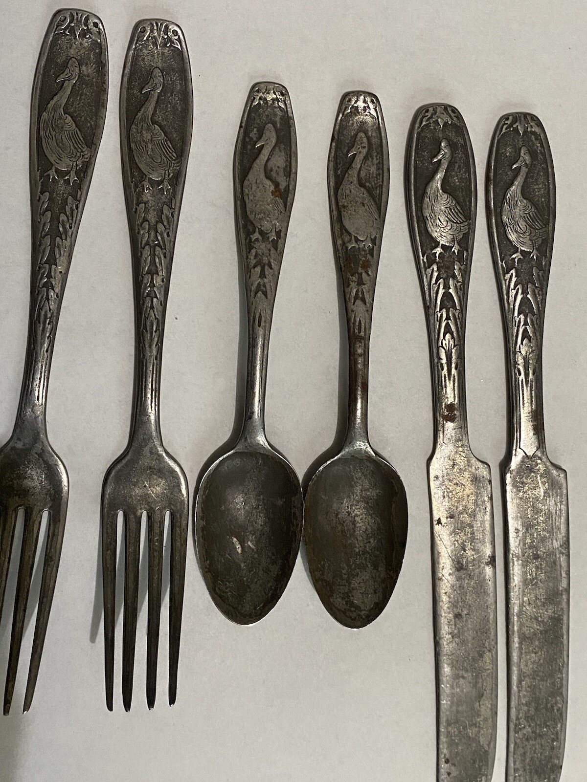 Vtg mother goose Wallace brothers wb w Malabar plate knife fork spoon
