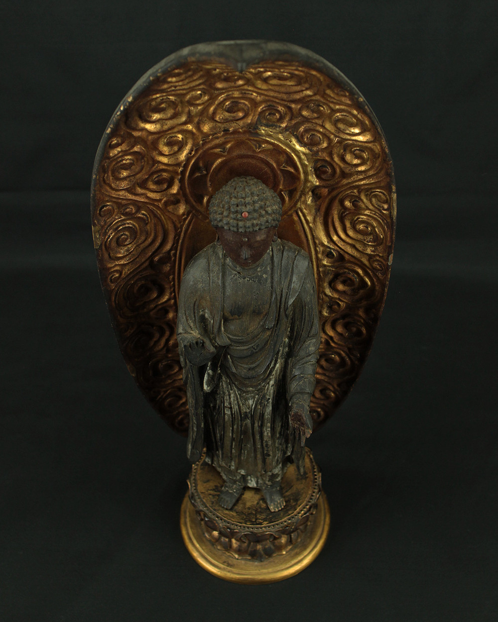 Amida Nyorai 阿弥陀如来 (Amitābha) 45.5cm Buddhism Gilt Lacquer Wooden Statue
