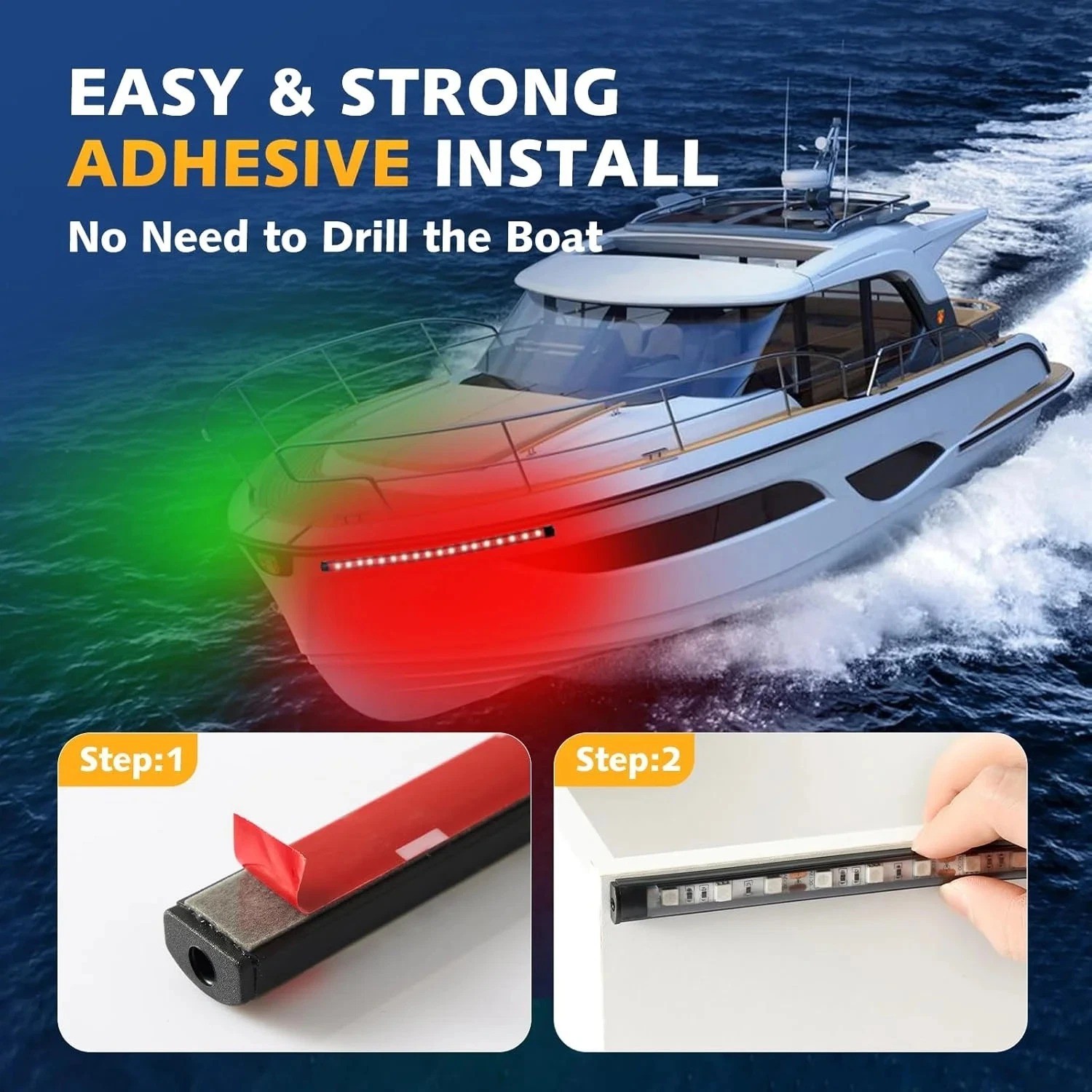 Boat Navigation Lights LED, Red and Green Boat Lights LED Waterproof, Marine Nav