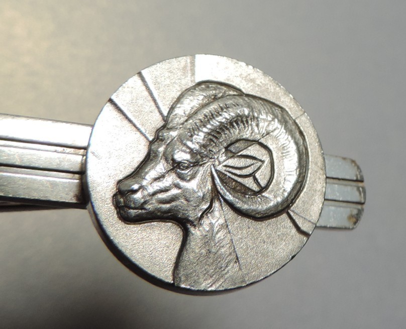 Japanese Signed Sterling Silver big Horn Sheep Ram Cufflinks & Tie Clip Set 28g