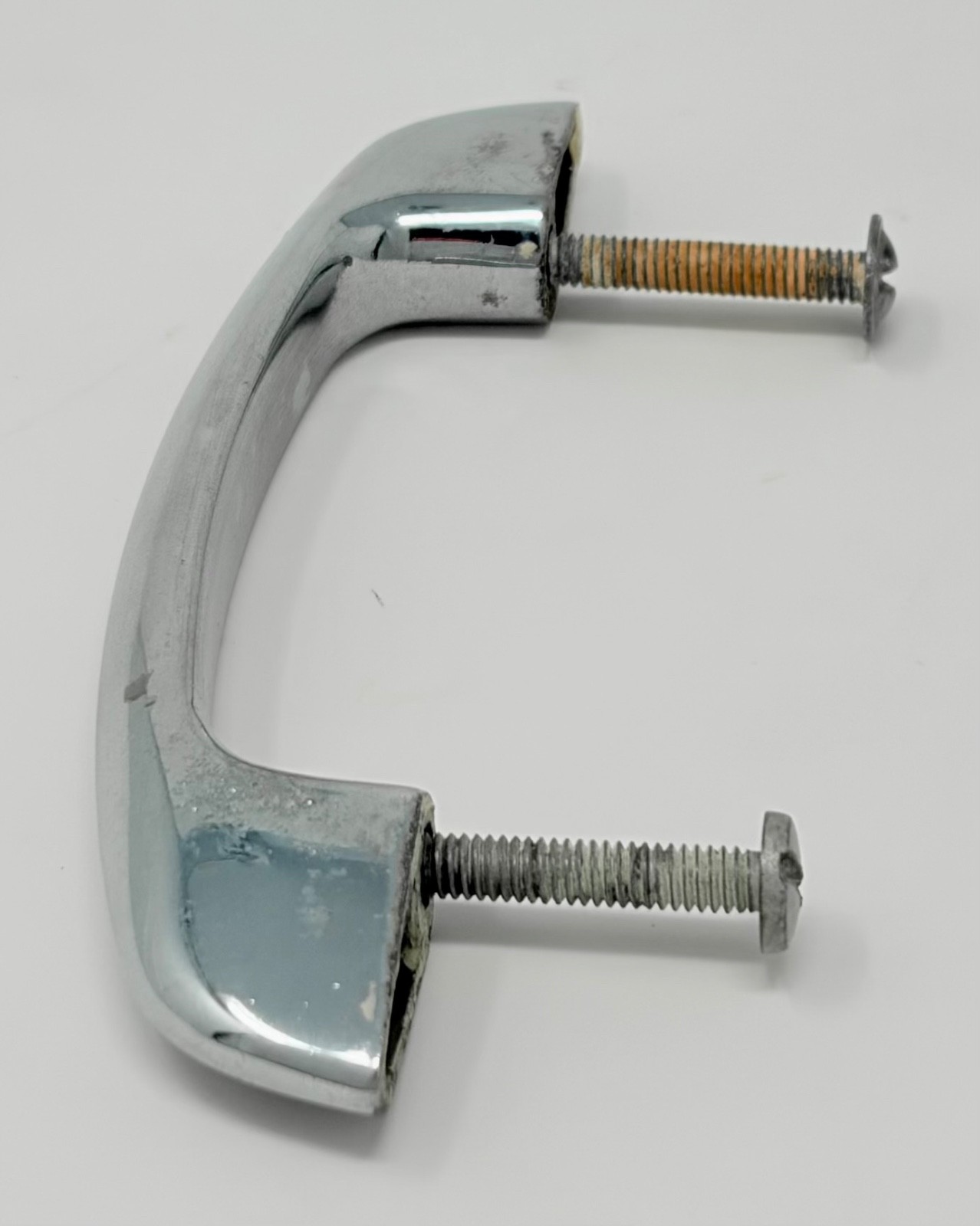 Vintage Chrome Arched Bow Drawer Pull Cabinet Door Handle MCM Deco w/Screws 2.75