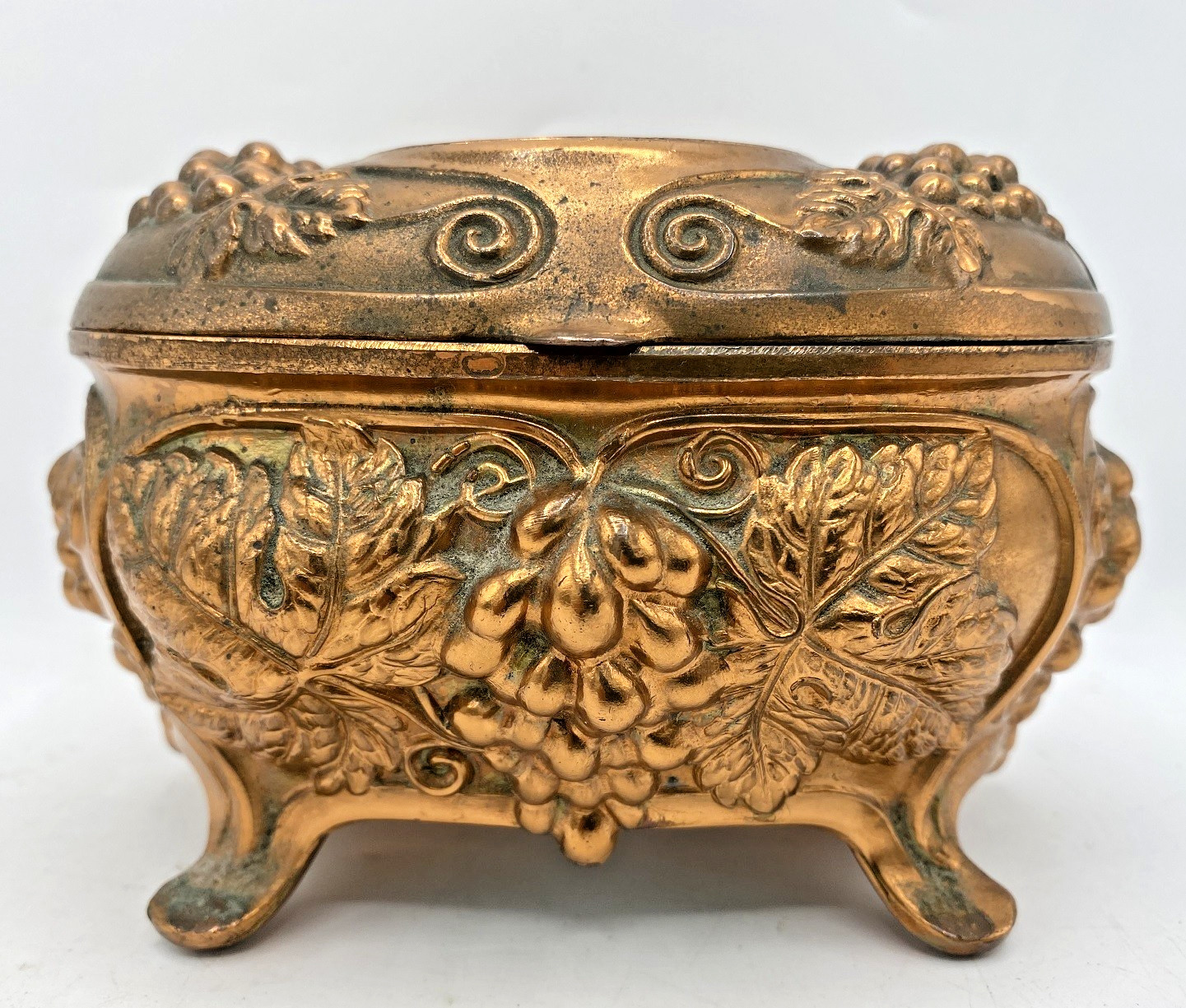 Antique german jewelry box 1940-50’s metal schwarzwald black forest
