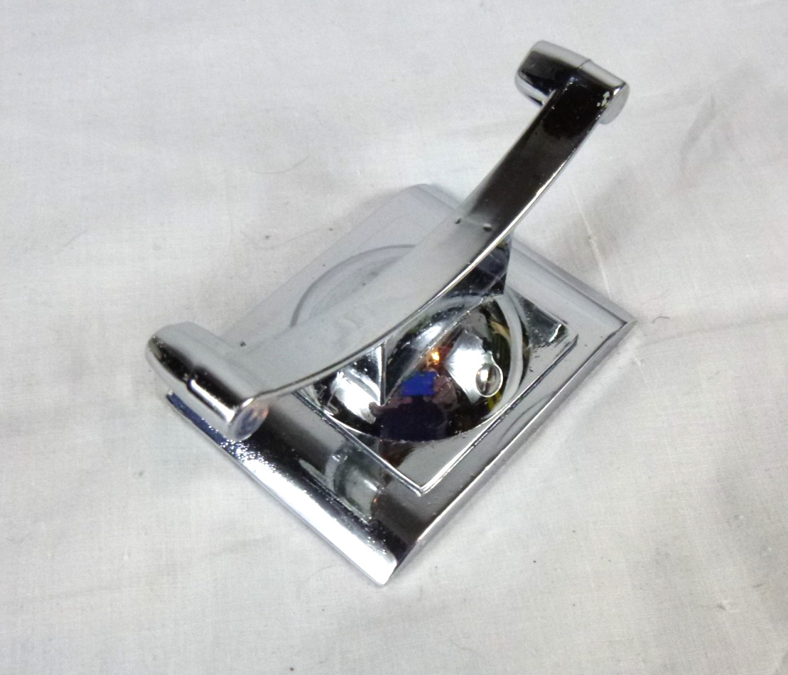 Vtg Mid Century MOD SHiny Chrome Double Robe Hook