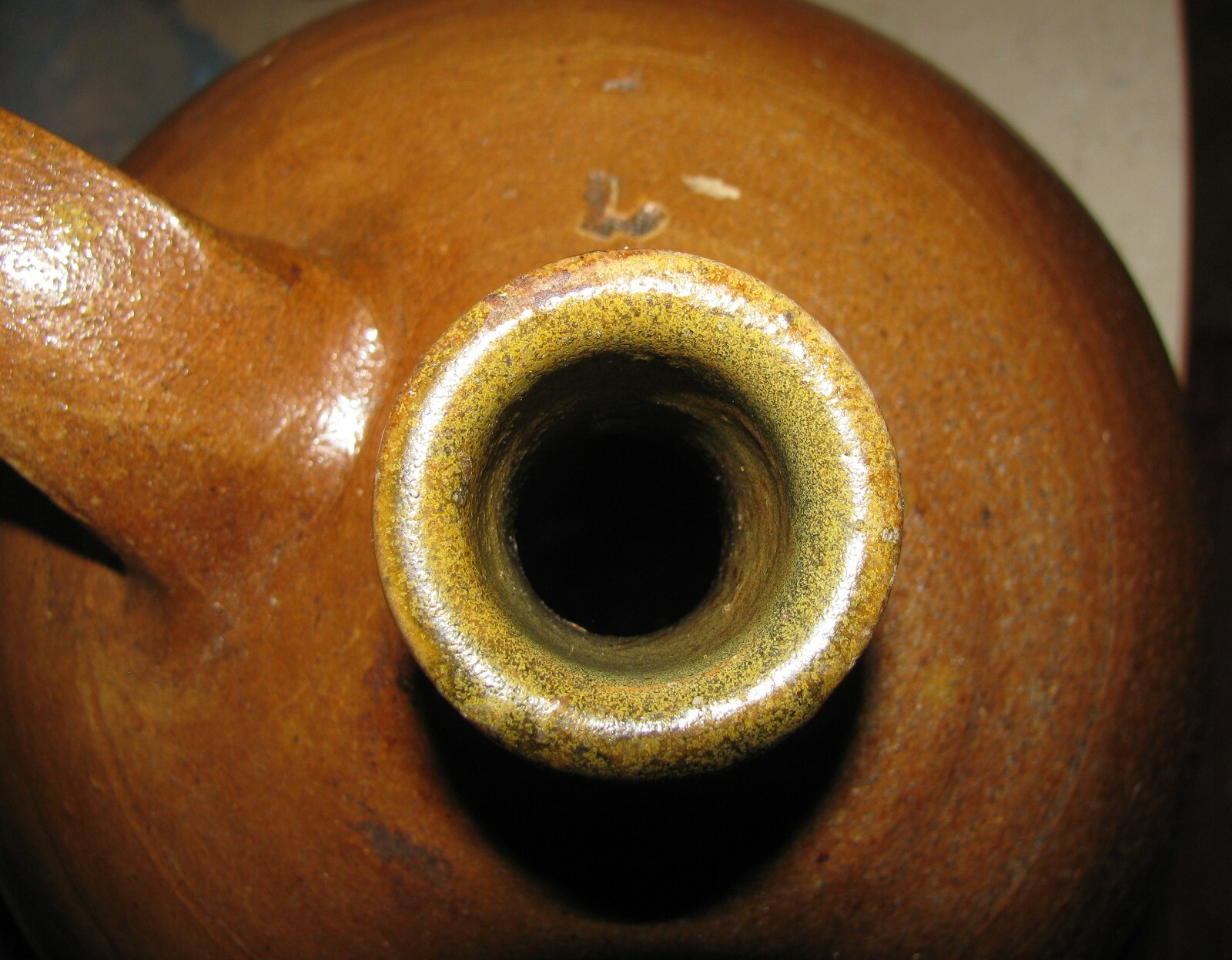 Antique primitive redware pitcher pottery glazed ovoid Lithuania Europe 1800