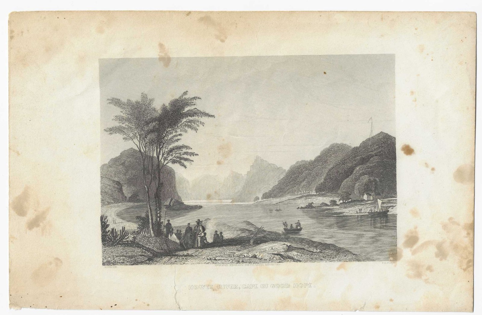 SOUTH AFRICA, Kowee River, Cape of Good Hope, 1861 Orig. Antique Steel Engraving