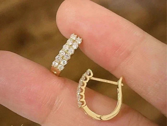 2Ct Round Lab-Created Diamond Huggie Hoop Womens Earrings 14K Yellow Gold Plated