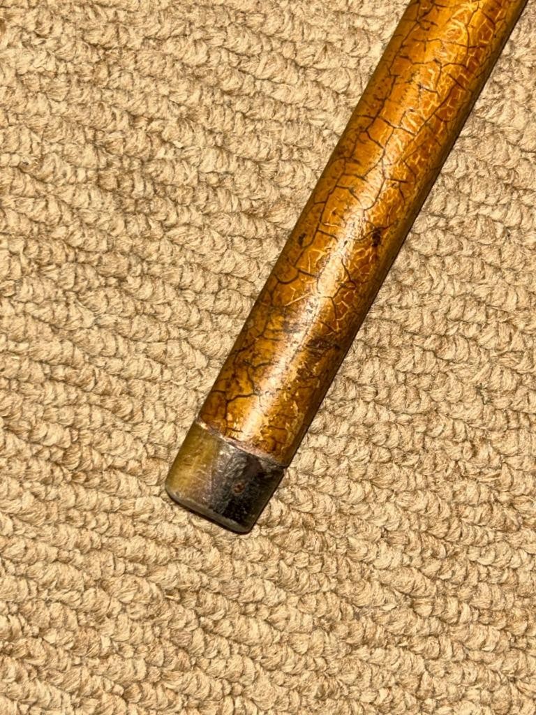 Antique Malacca Walking Stick Cane – Crook Handle & 1932 Silver Furnishings