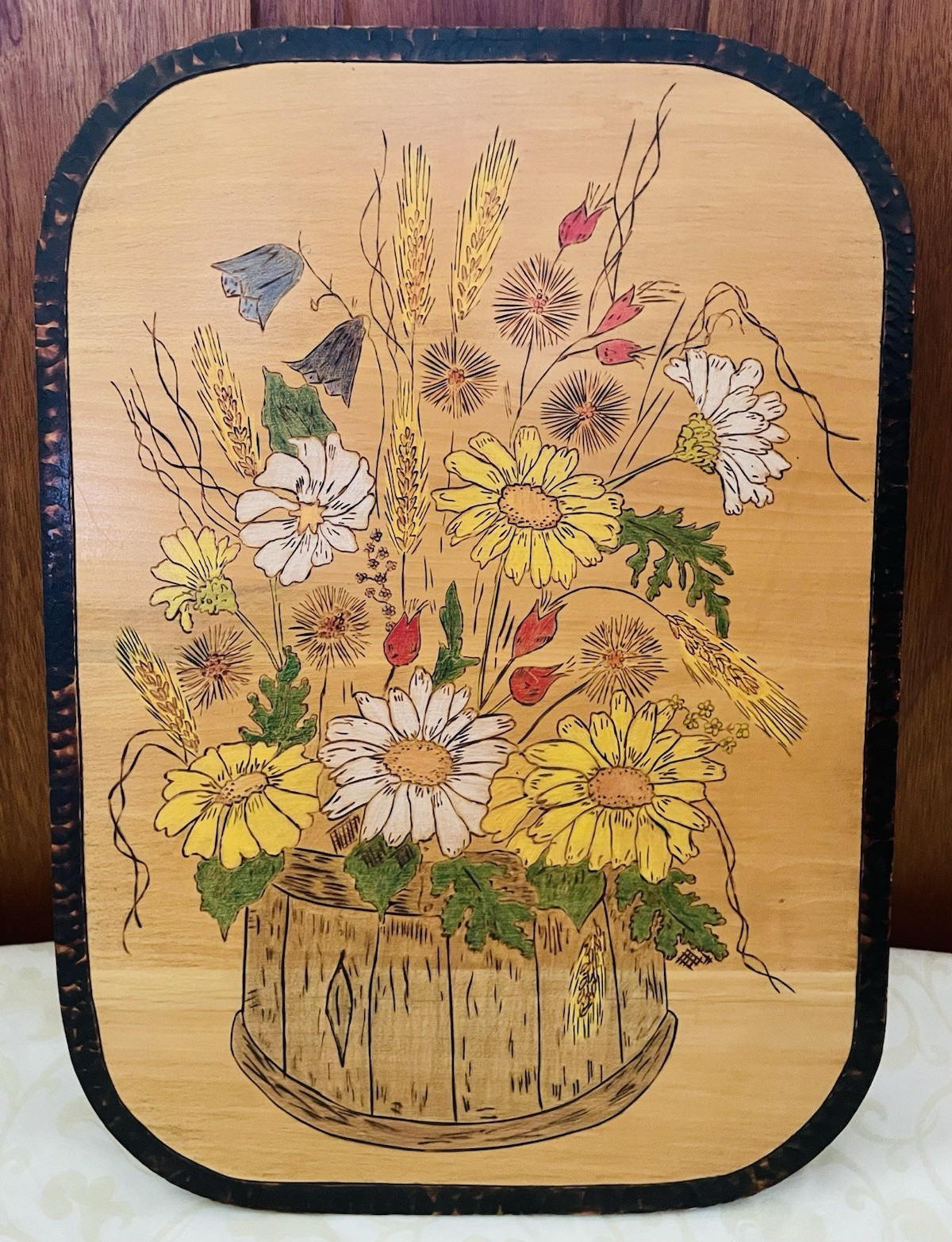 Vintage Homemade Etched Wall Plaque