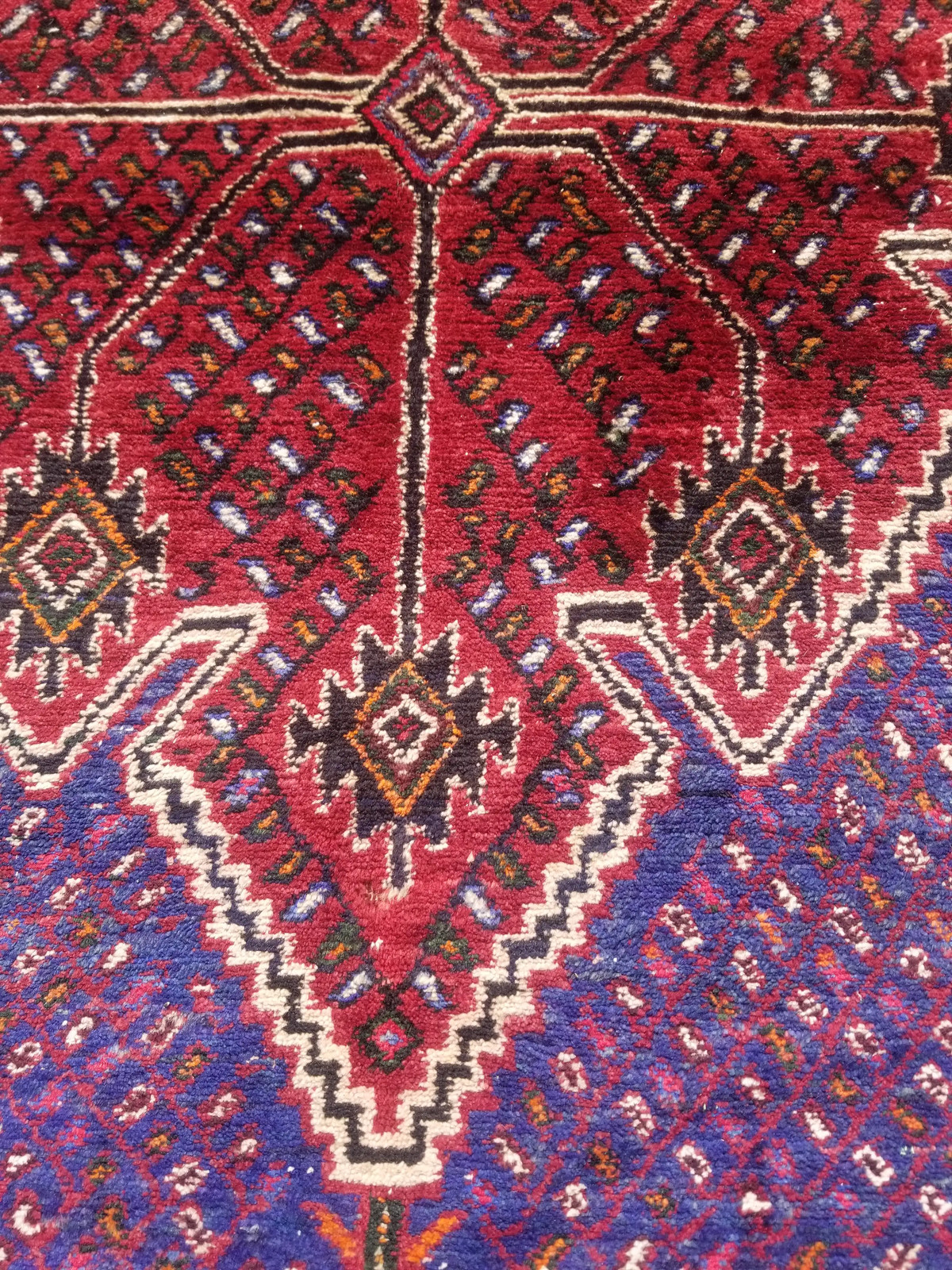 Distressed Authentic Hand Knotted Vintage Afghan Turkmen Wool Area Rug 6.3×4.5ft