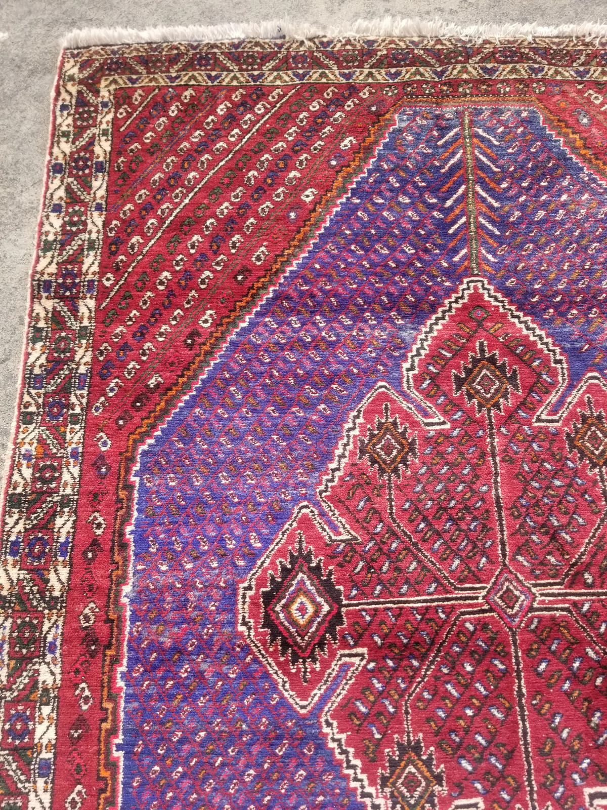 Distressed Authentic Hand Knotted Vintage Afghan Turkmen Wool Area Rug 6.3×4.5ft