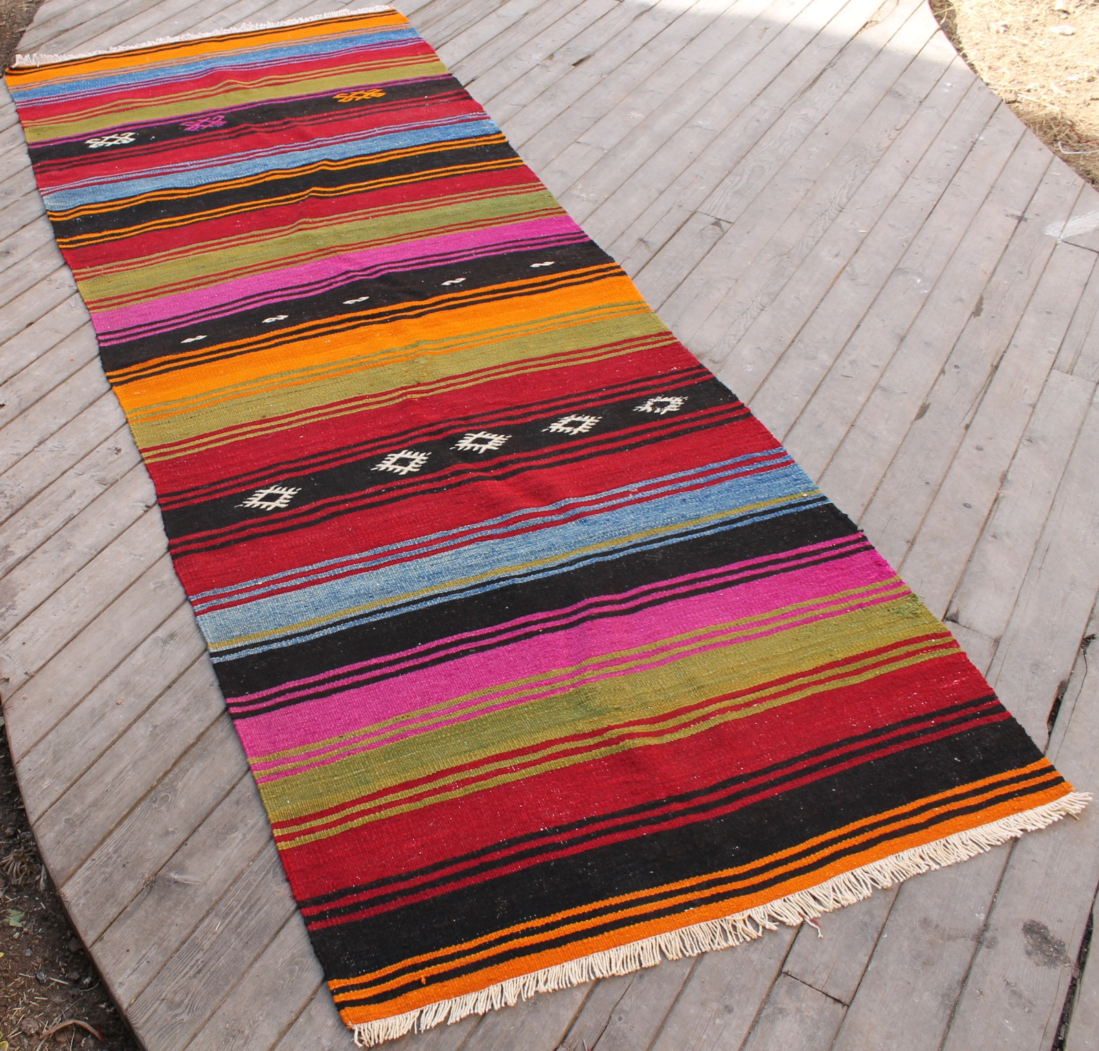 Turkish Area Rug 3×9 Size Oriental Runner Corridor Hallway Multi Color Kilim