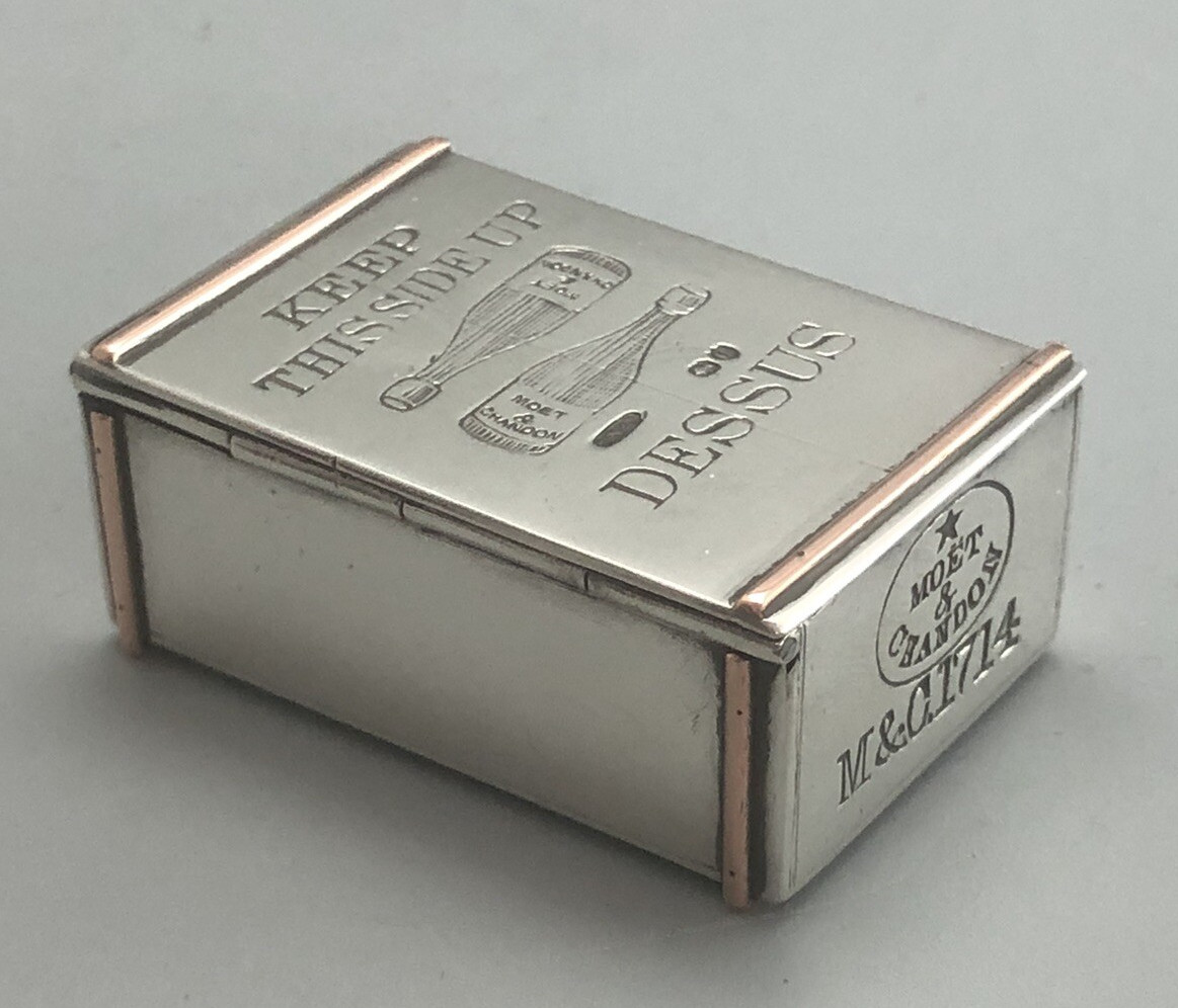 Very Rare Victorian Silver Moet & Chandon Silver Vesta Case JNM London 1891BCLZX