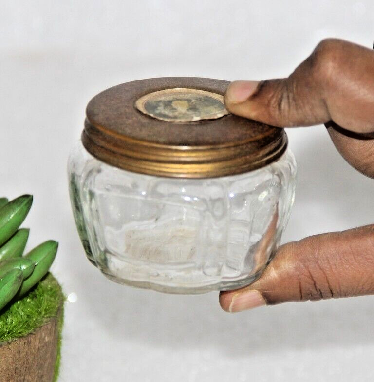 Vintage LAVENDER Brilliantine English YARDLEY Cream Glass Pot London