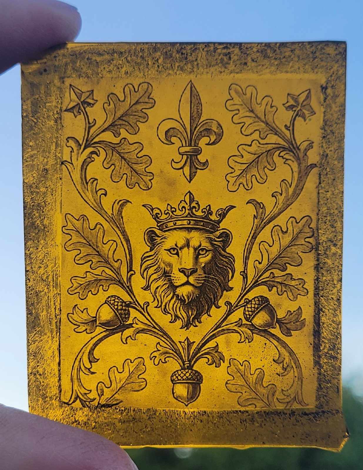 Stained glass Lion King kiln fired & traditional painted heraldic pane lions