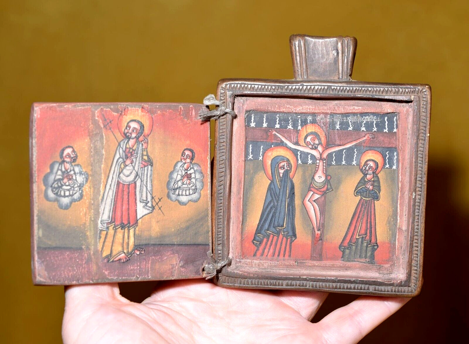 Ethiopian Coptic Christian Church Wood Altar Painted Religious Icons Ethiopia