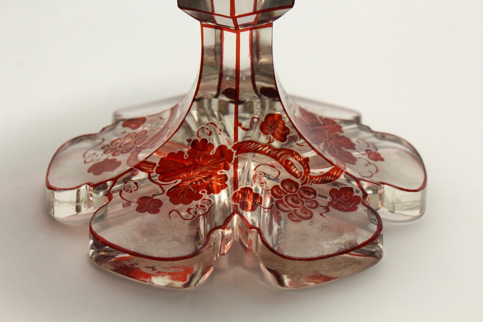 = Dated 1854 Bohemian Ruby Red Cut to Clear Crystal Glass Chalice Goblet w Views