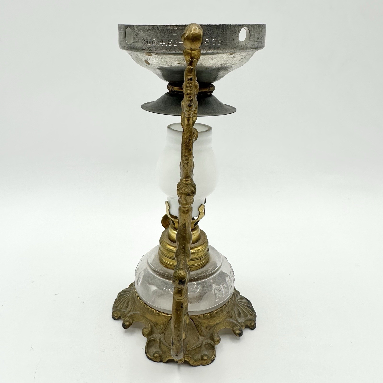 Antique 1900s 6″ VAPO Cresolene Kerosene Vaporizer Oil Lamp Medical Ornate Brass