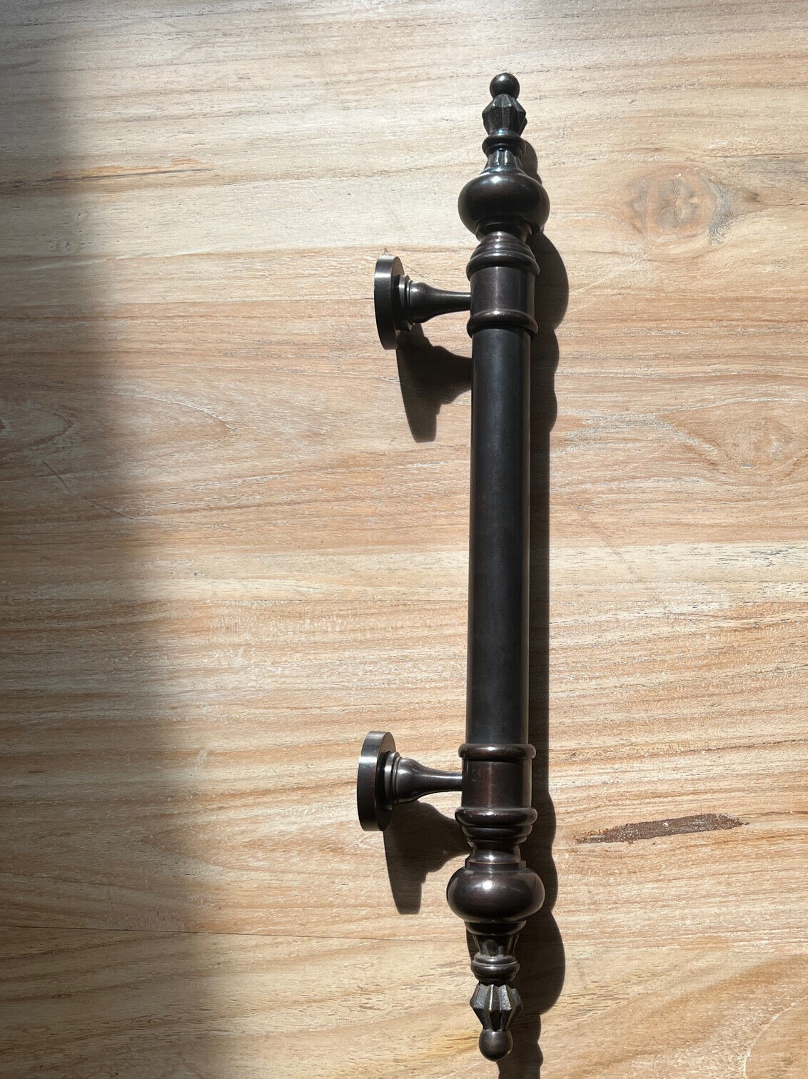2 large 50cm DOOR handle pull solid SPUN DARK aged brass old style hollow 19 “