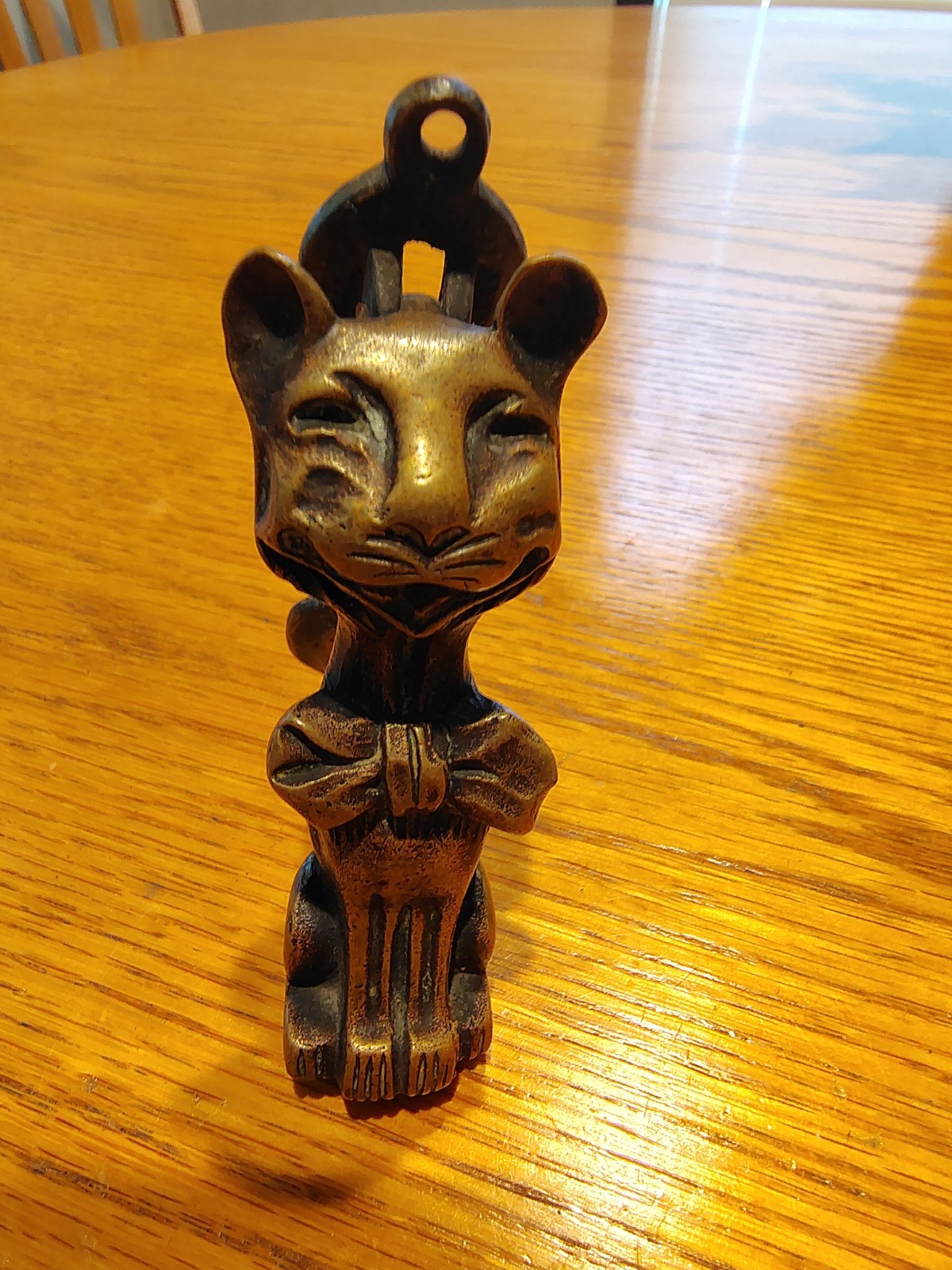 Antique Solid Brass Cheshire Cat Door Knocker. French. C. 1920. 3 3/4″