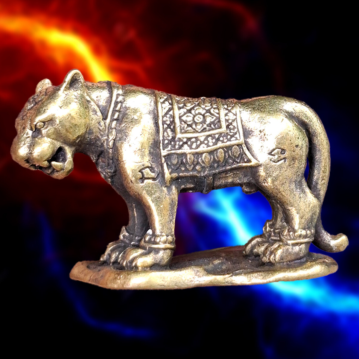 Brass Powerful Magic Strong Tiger Wealth Thai Amulet Life Protection Talisman FS