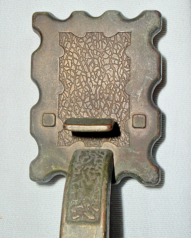 Arts & Crafts Mission era SOLID BRASS Front DOOR HANDLE w Thumb LATCH